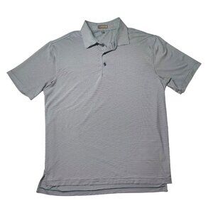 Peter Millar Men's XL Striped Polo Shirt Blue & White Breathable Summer Comfort